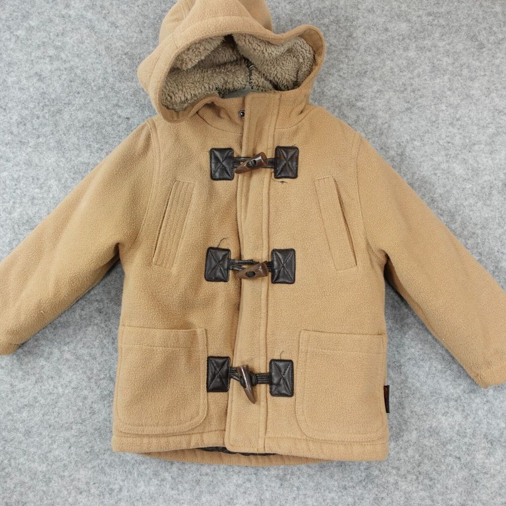 Toggle Duffle Coat Toddlers Winter Jacket 3T Beige Teddy Hoodie Zip HAWKE & CO